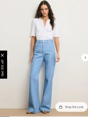 Veronica Beard Crosbie Flap- Pocket Slim Wide-Leg Jeans
